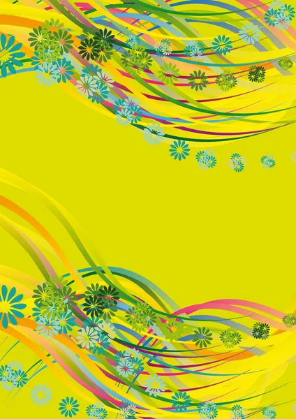 Fleur et lignes ondulées — Image vectorielle