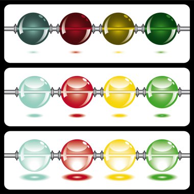 Glowing beads on white on three rows clipart