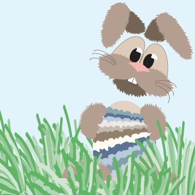 Happy fluffy pastel easter bunny clipart