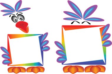 Rainbow banner parrot clipart