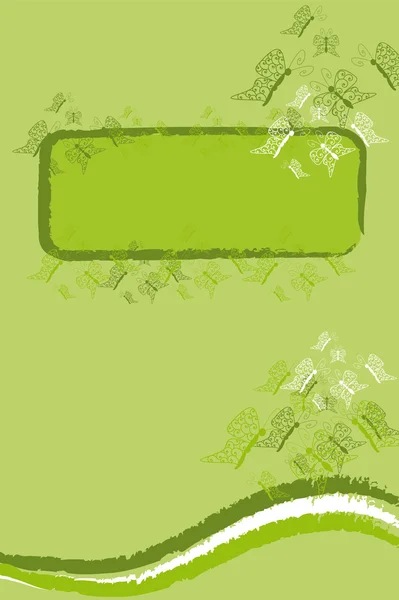 Banner borboleta verde — Vetor de Stock