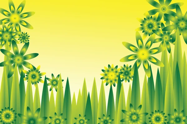 Prairie de fleurs vertes — Image vectorielle