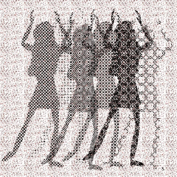 Halftone raster dansende piger – Stock-vektor