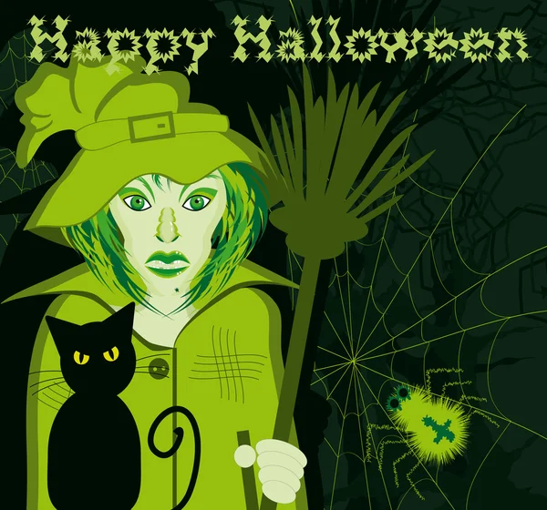 Feliz bruja de Halloween — Vector de stock