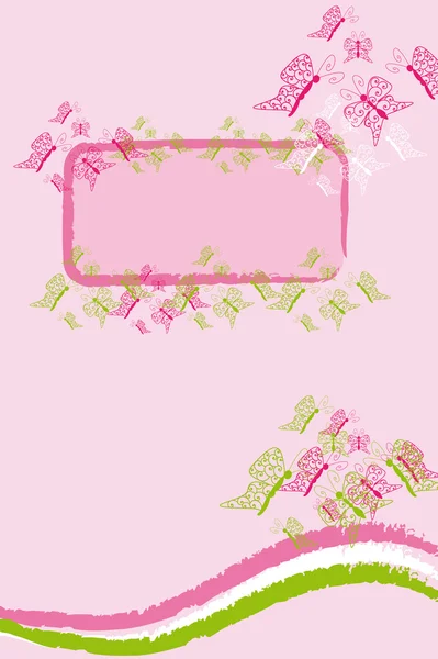 ピンクの蝶バナー — ストックベクタ