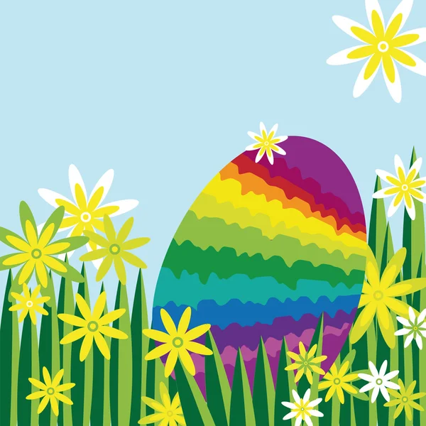 Rainbow velikonoční vajíčko v louce — Stockový vektor