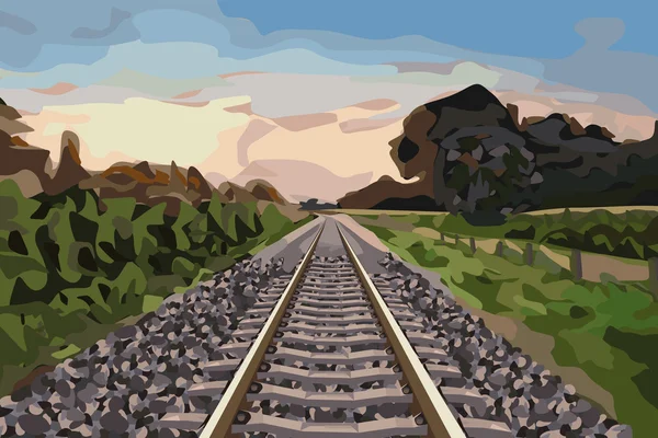 Vidéki vasúti pálya — Stock Vector