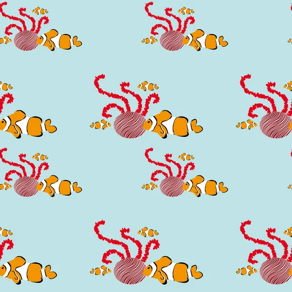 Seamless clownfish pattern — Stock Vector