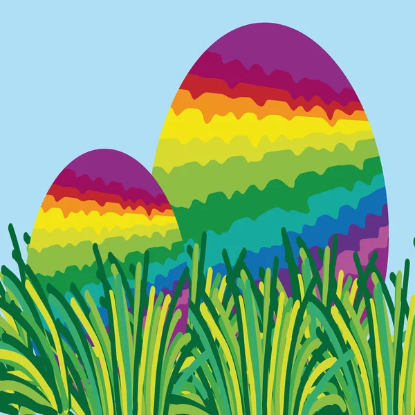 Two rainbow easter eggs — Stock Vector