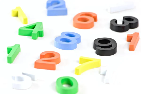 Tanulás, színes 3D-s műanyag számok Stock Kép