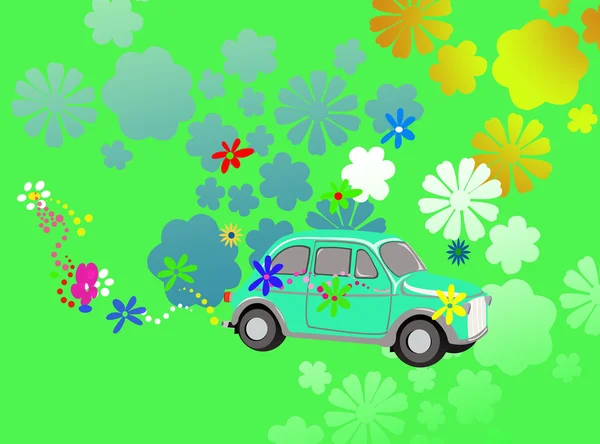 Flor poder hippie coche fantasía — Foto de Stock