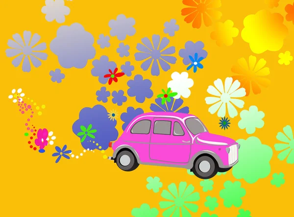 Puissance fleur hippie voiture fantaisie — Photo