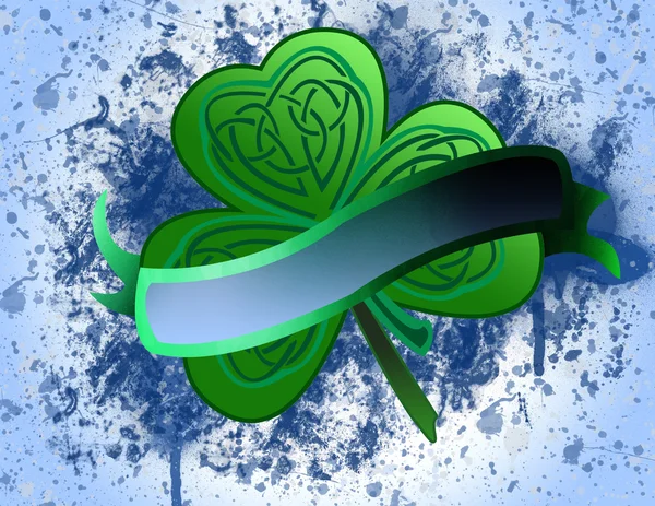 Green clover with banner — Stock Photo, Image