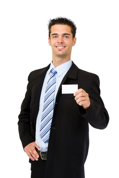 Biznesmen dając businesscard — Zdjęcie stockowe