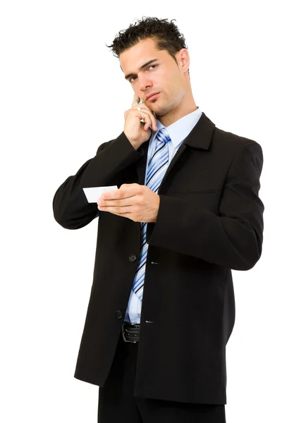 Злой бизнесмен звонит. — стоковое фото