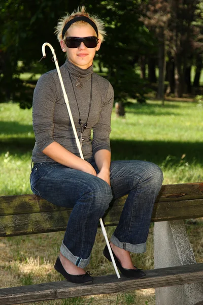 맹인 여자 — 스톡 사진