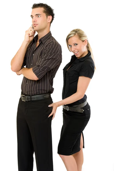 Businesswoman touch her boss — Stock Photo, Image