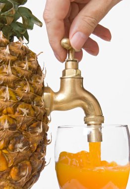 Pineapple with spigot and glass clipart