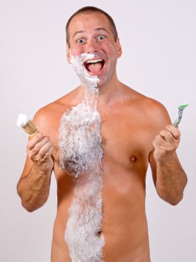 Unshaved man with foam clipart