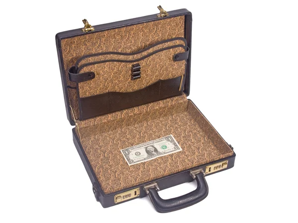 Suitcase with one dollar — Stock Photo, Image