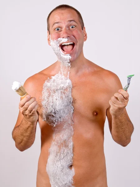 stock image Unshaved man with foam