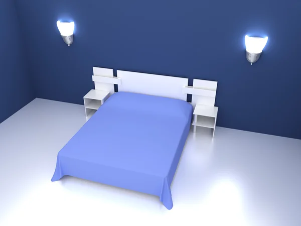 블루 침실 — 스톡 사진