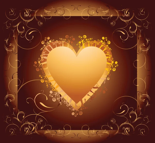 Gouden valentine hart — Stockvector