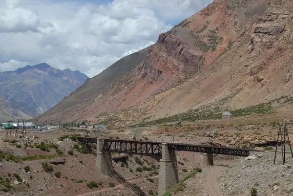 Railroad bridge in Aconcagua mountains — Stock Photo, Image