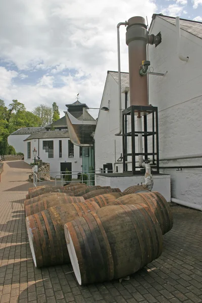 stock image Whisky Barrels at Distillery in Scotland