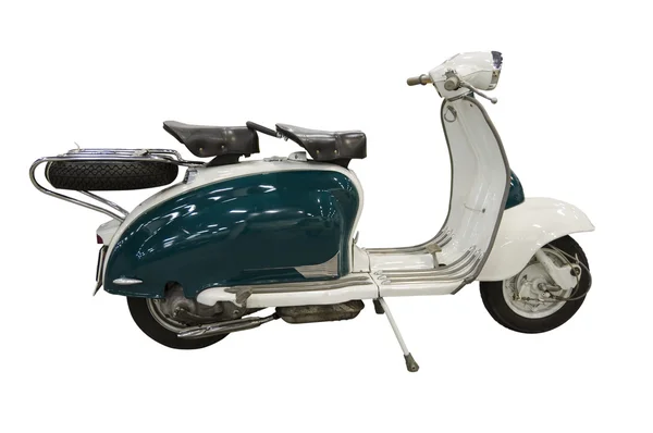 Vintage yeşil ve beyaz scooter — Stok fotoğraf
