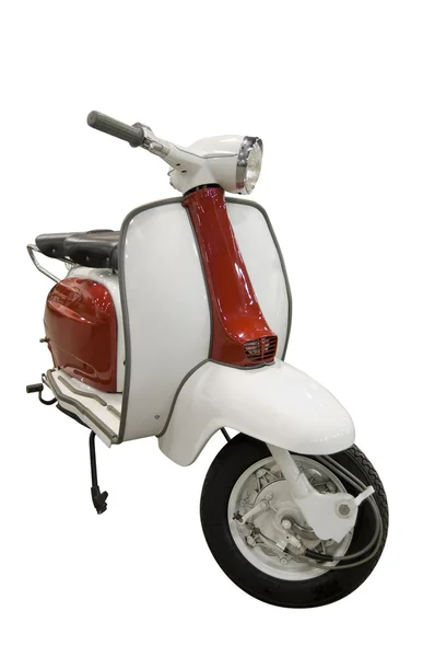 Vintage kırmızı ve beyaz scooter — Stok fotoğraf