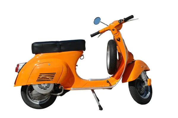 Винтажный оранжевый скутер — стоковое фото