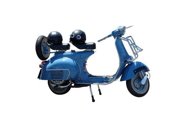 Vintage mavi scooter (yol dahil) — Stok fotoğraf