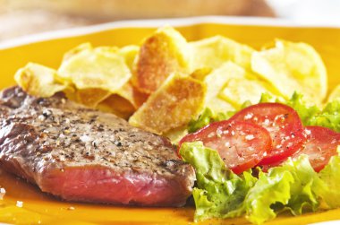 Steak and chips clipart