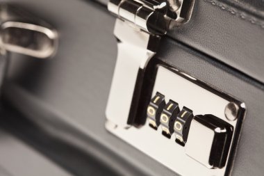 Close Up Black Leather Briefcase Lock clipart