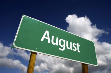 August Green Road Sign with dramatic blu clipart