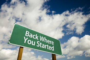 Back Where You Started Road Sign clipart