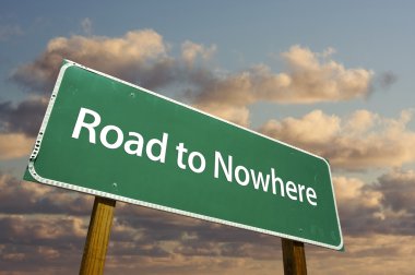 Road to Nowhere Green Road Sign clipart