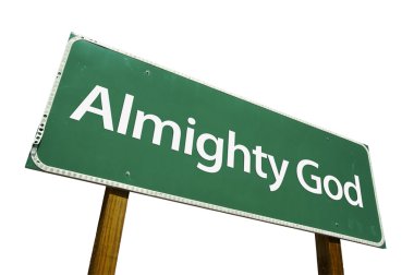 Almighty God Green Road Sign on White clipart