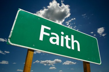 Faith Road Sign Over Sky and Clouds clipart