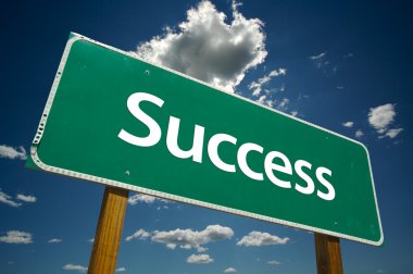 Success Road Sign Over Clouds and Sky clipart