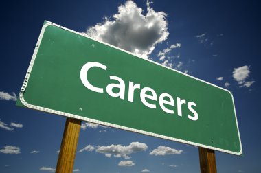 Careers Road Sign with dramatic blue sky clipart