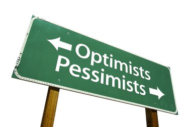 Optimists, Pessimists Green Road Sign clipart