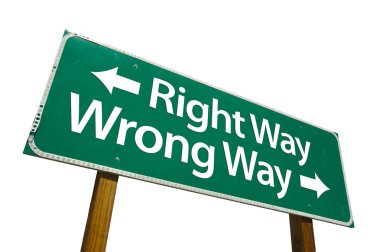 Right Way, Wrong Way Green Road Sign clipart