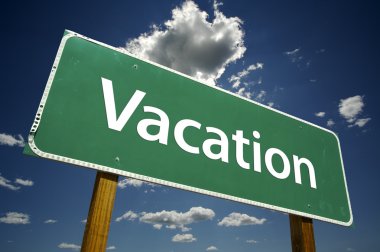 Vacation Green Road Sign clipart