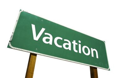 Vacation Green Road Sign on White clipart