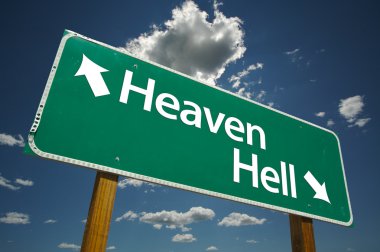 Heaven, Hell Green Road Sign clipart