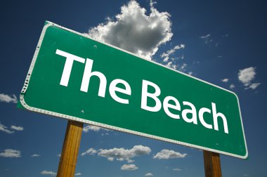 The Beach Green Road Sign clipart