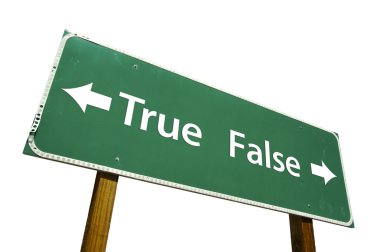 True, False Road Sign on White with Clipping Path clipart