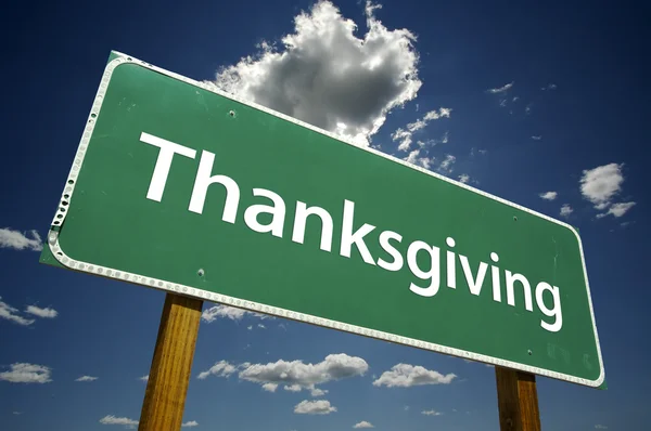 Thanksgiving Green Road Sign — Stock Photo, Image